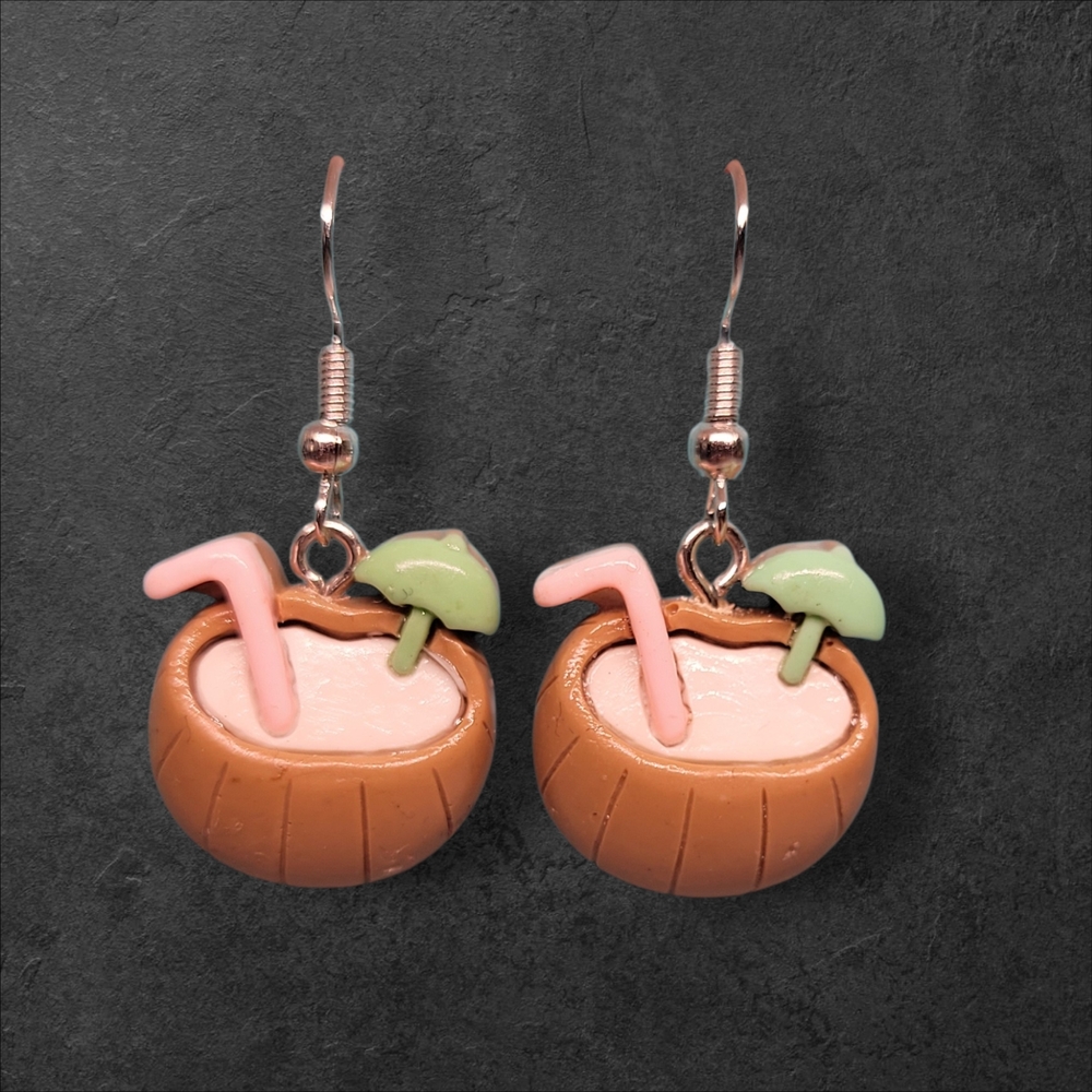 Tropical Coconut Drink Earrings